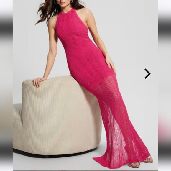 Guess Sophie Sweater Maxi Dress - Chandail Robe- Size XS- Pink - Picture 1 of 7